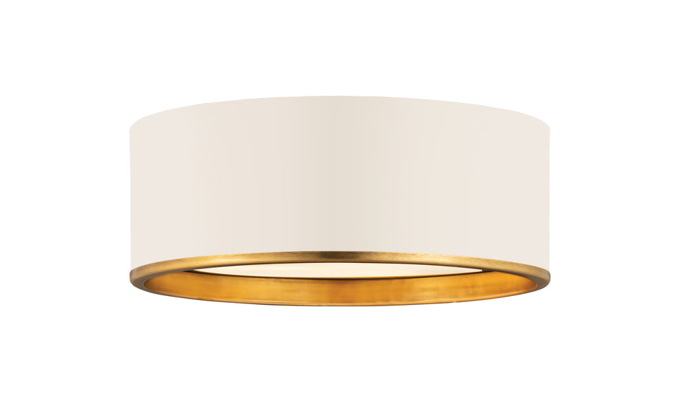 Z-Lite Canada - Three Light Flush Mount - Arlo - Matte White + Rubbed Brass- Union Lighting Luminaires Decor