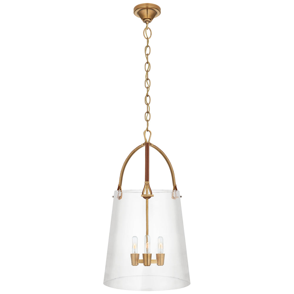 Ralph Lauren Canada - Three Light Lantern - Julian - Natural Brass and Saddle Leather- Union Lighting Luminaires Decor