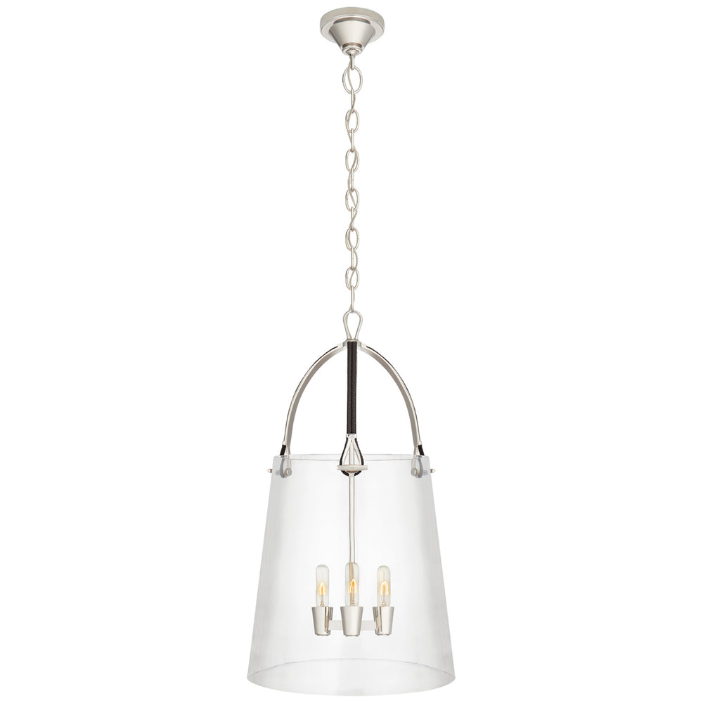 Ralph Lauren Canada - Three Light Lantern - Julian - Polished Nickel and Chocolate Leather- Union Lighting Luminaires Decor