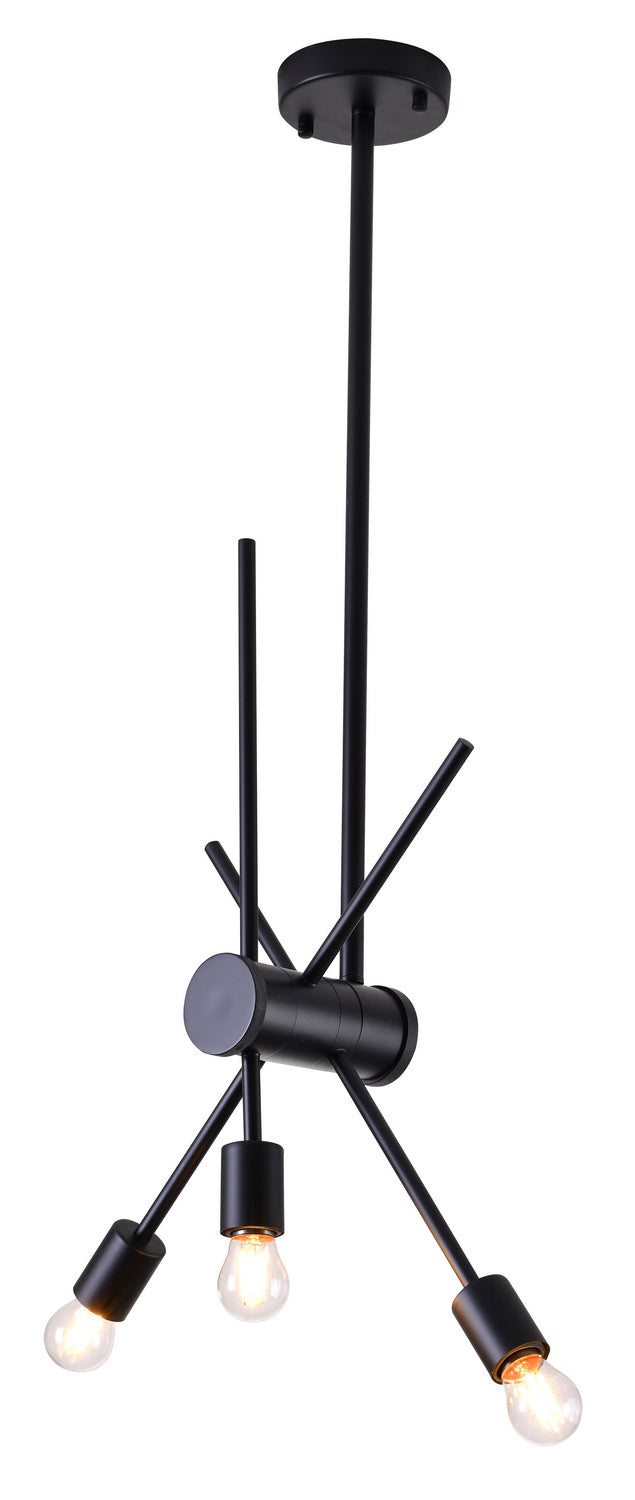 Bethel International Canada - Three Light Chandelier - Matte Black- Union Lighting Luminaires Decor