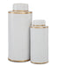 Currey and Company - Canister Set of 2 - Tea Canister Collection - White/Antique Brass- Union Lighting Luminaires Decor