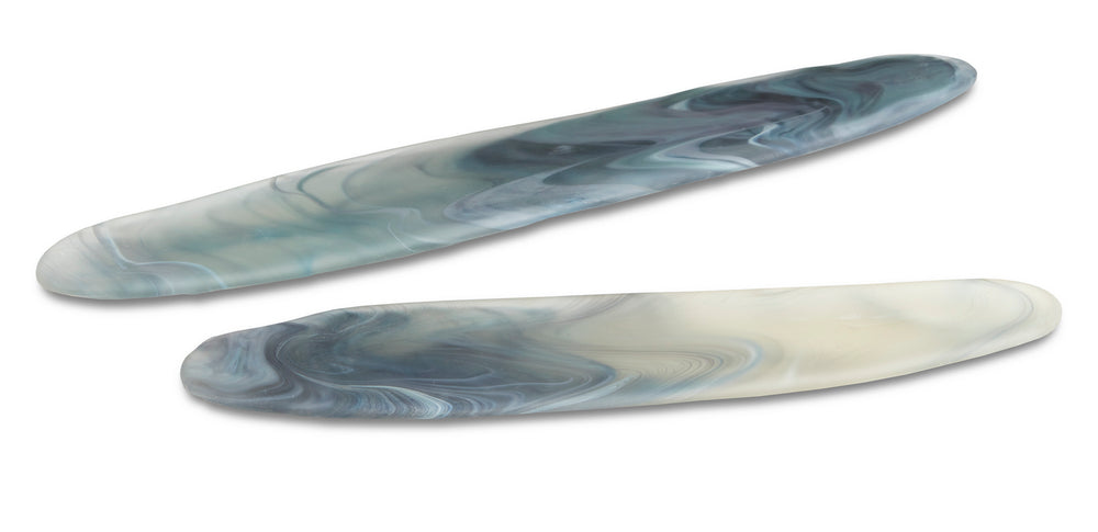 Currey and Company - Tray Set of 2 - Midnight Blue Tray Set of 2 - Midnight Blue/Frosted- Union Lighting Luminaires Decor