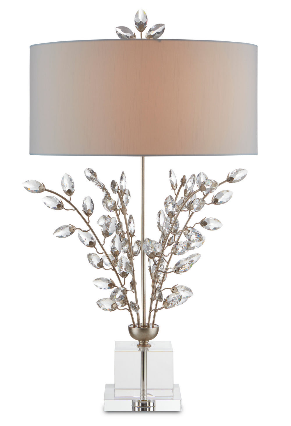 Currey and Company - Two Light Table Lamp - Forget-Me-Not Collection - Silver Leaf/Clear- Union Lighting Luminaires Decor