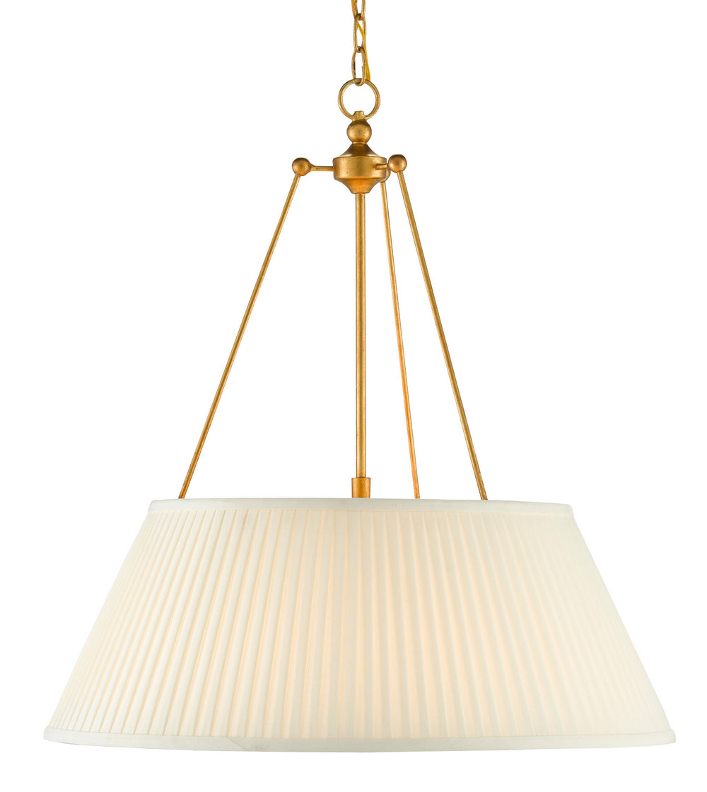 Currey and Company - LED Pendant - Lytham Gold Pendant - Antique Gold Leaf/White- Union Lighting Luminaires Decor