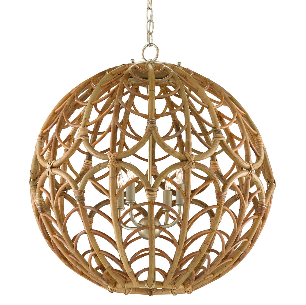 Currey and Company - Four Light Chandelier - Cape Verde - Natural/Smokewood/Silver Leaf- Union Lighting Luminaires Decor