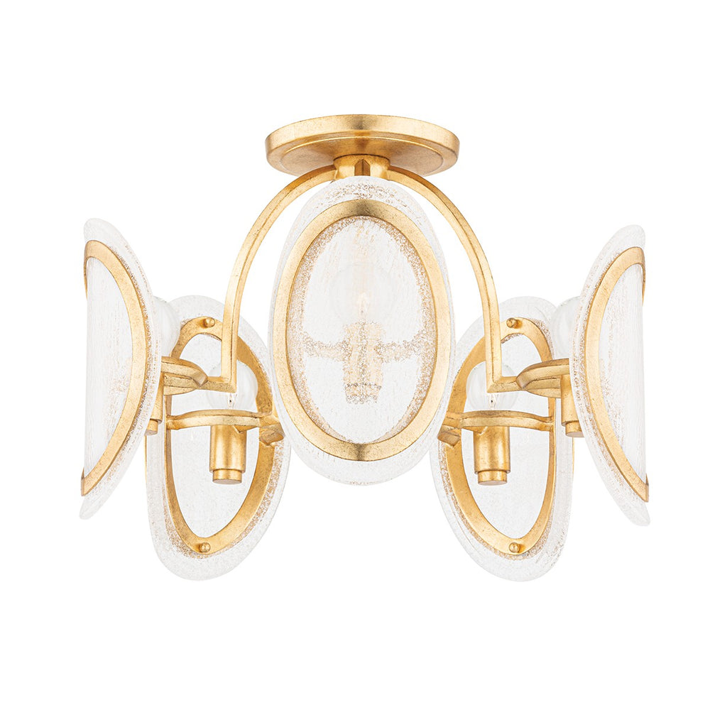 Hudson Valley Canada - Five Light Semi Flush Mount - Danes - Vintage Gold Leaf- Union Lighting Luminaires Decor