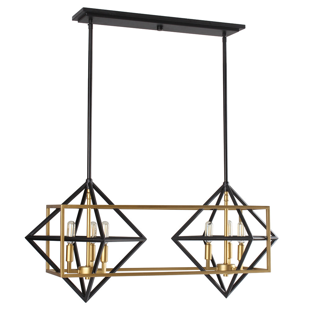 Eglo Canada - Six Light Pendant - Pryor - Antique Gold & Black- Union Lighting Luminaires Decor