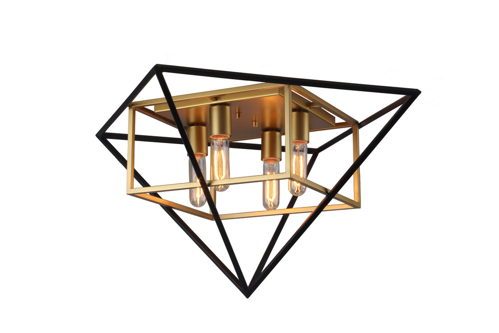 Eglo Canada - Four Light Ceiling Mount - Pryor - Antique Gold & Black- Union Lighting Luminaires Decor