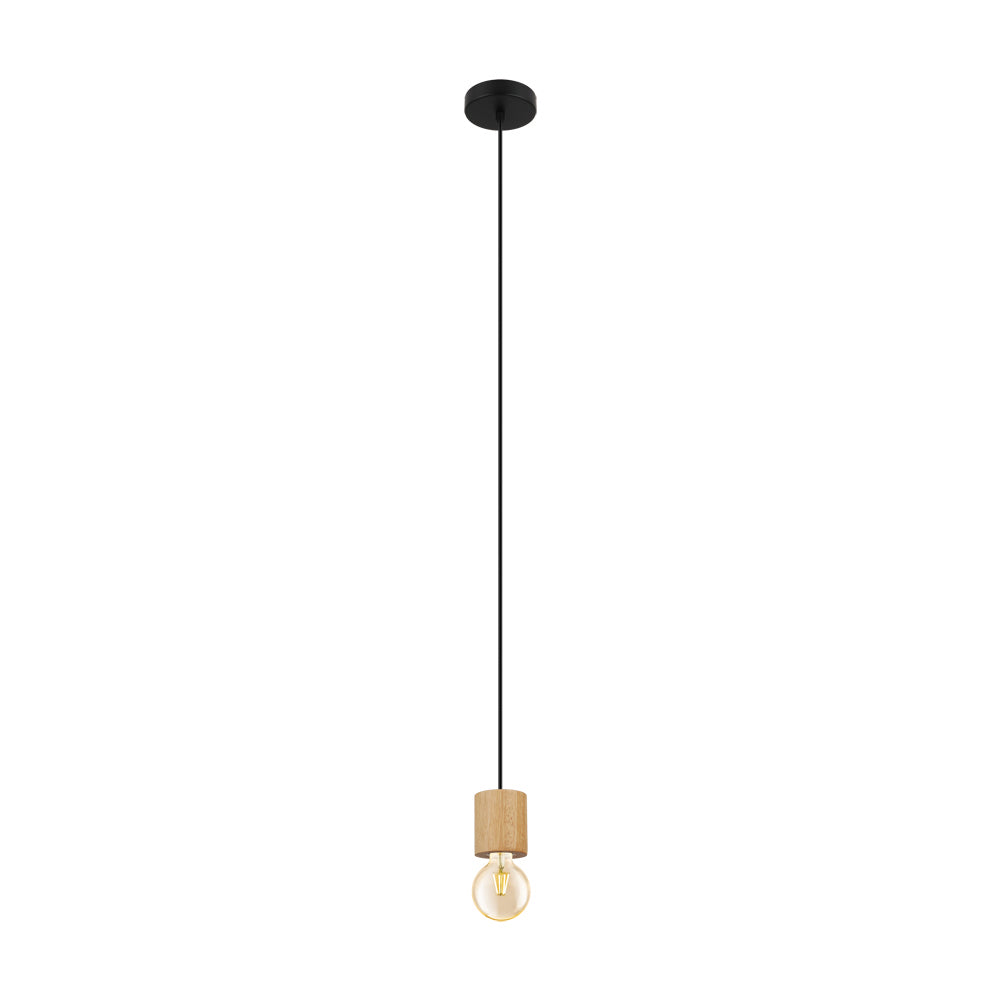 Eglo Canada - One Light Pendant - Turialdo - Black, Natural Wood- Union Lighting Luminaires Decor