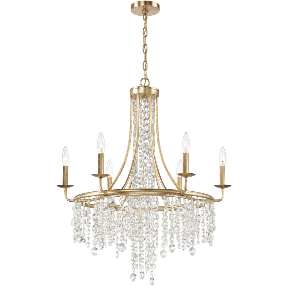 Crystorama - Six Light Chandelier - Gabrielle - Antique Gold- Union Lighting Luminaires Decor
