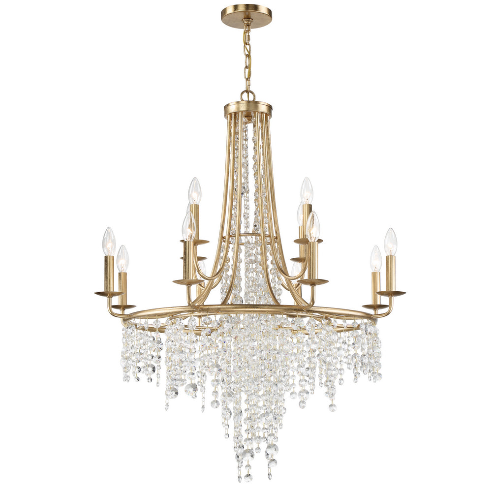 Crystorama - 12 Light Chandelier - Gabrielle - Antique Gold- Union Lighting Luminaires Decor