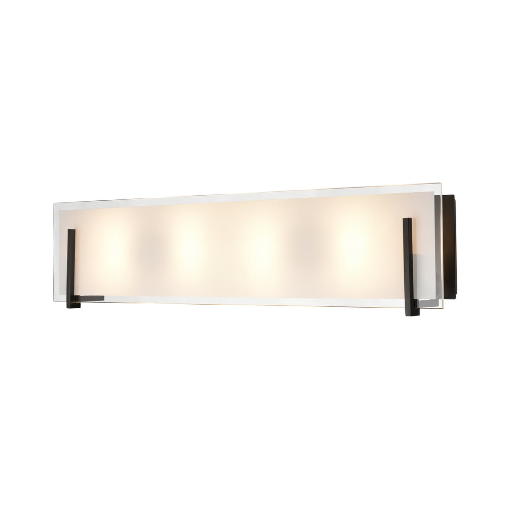 DVI Canada - Four Light Vanity - Geneva - Ebony w/Silk Screened Opal Glass- Union Lighting Luminaires Decor