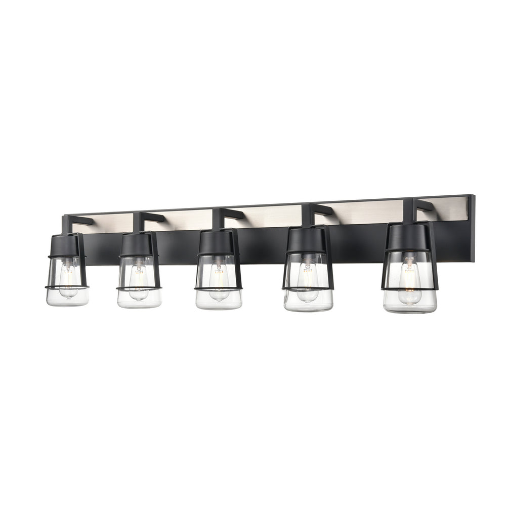 DVI Canada - Five Light Vanity - Lake Of The Woods - Ebony And Satin Nickel w/Clear Glass- Union Lighting Luminaires Decor