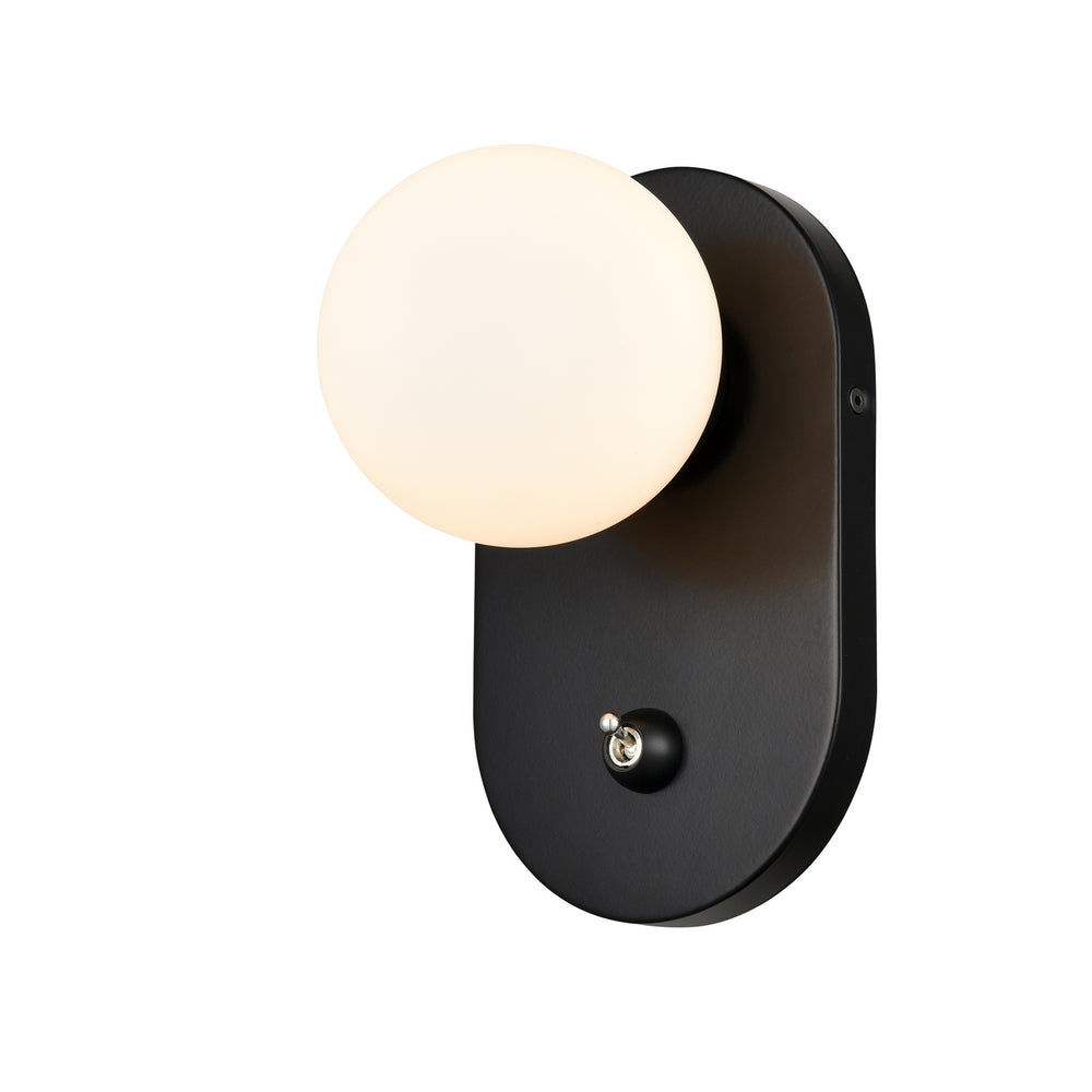 DVI Canada - One Light Wall Sconce - Atwood - Ebony w/Half Opal Glass- Union Lighting Luminaires Decor