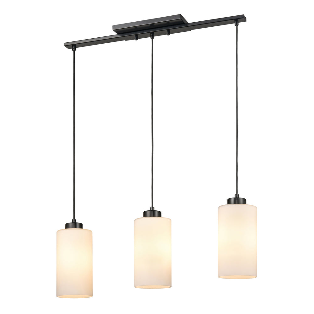 DVI Canada - Three Light Linear Pendant - Manitou - Ebomy w/Half Opal Glass- Union Lighting Luminaires Decor