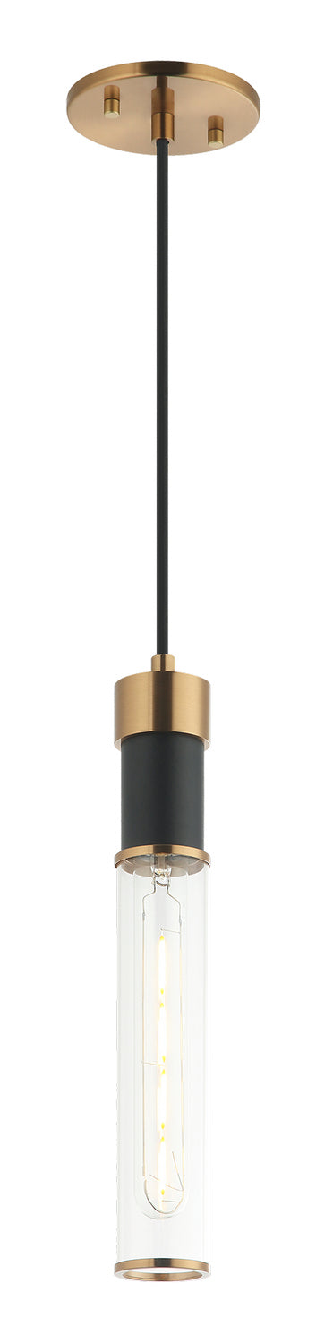 Matteo Canada - One Light Pendant - Tubo - Matte Black + Aged Gold Brass- Union Lighting Luminaires Decor