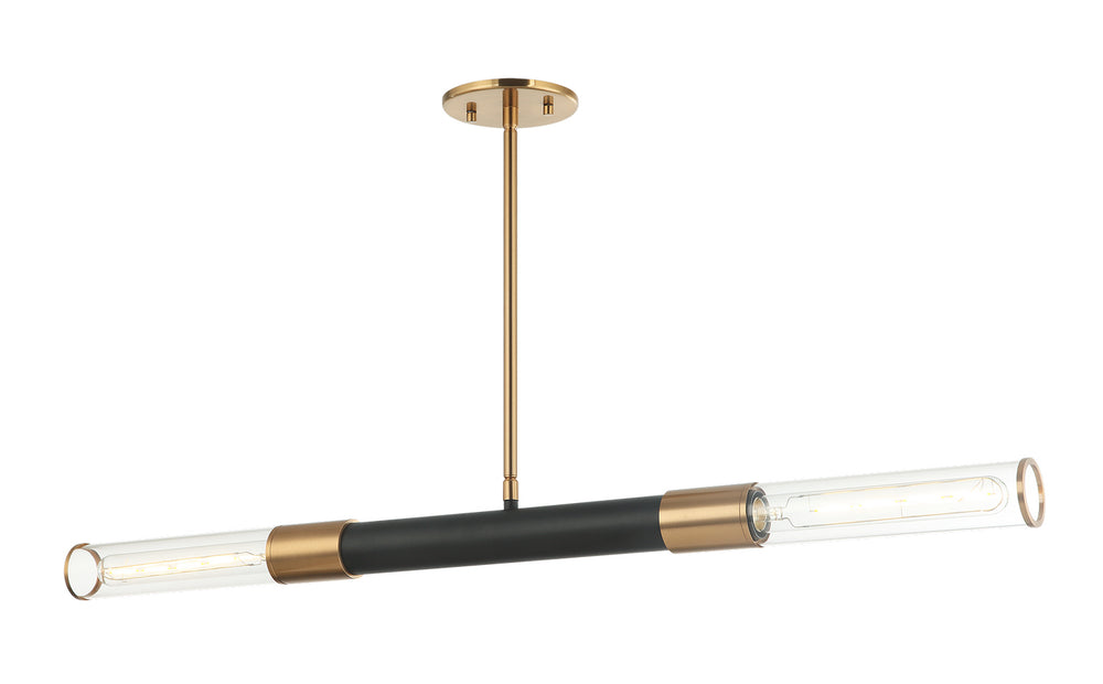 Matteo Canada - Two Light Pendant - Tubo - Matte Black + Aged Gold Brass- Union Lighting Luminaires Decor