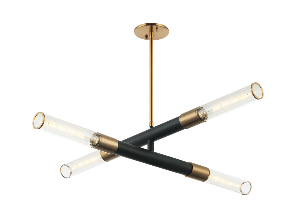 Matteo Canada - Four Light Pendant - Tubo - Matte Black + Aged Gold Brass- Union Lighting Luminaires Decor