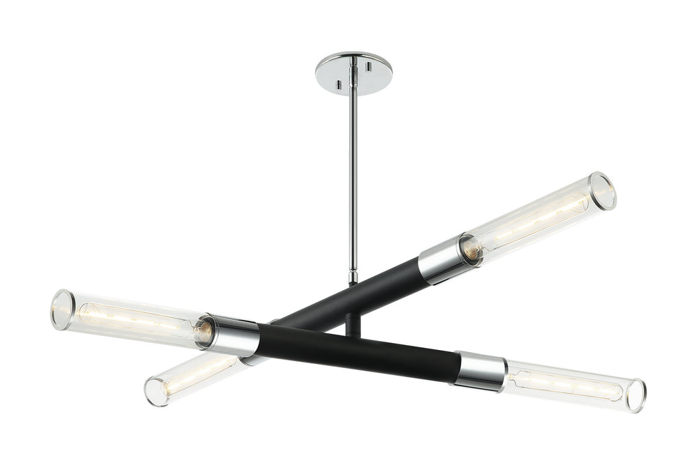 Matteo Canada - Four Light Pendant - Tubo - Matte Black + Chrome- Union Lighting Luminaires Decor