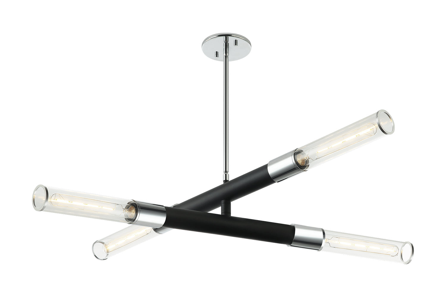 Matteo Canada - Four Light Pendant - Tubo - Matte Black / Chrome- Union Lighting Luminaires Decor