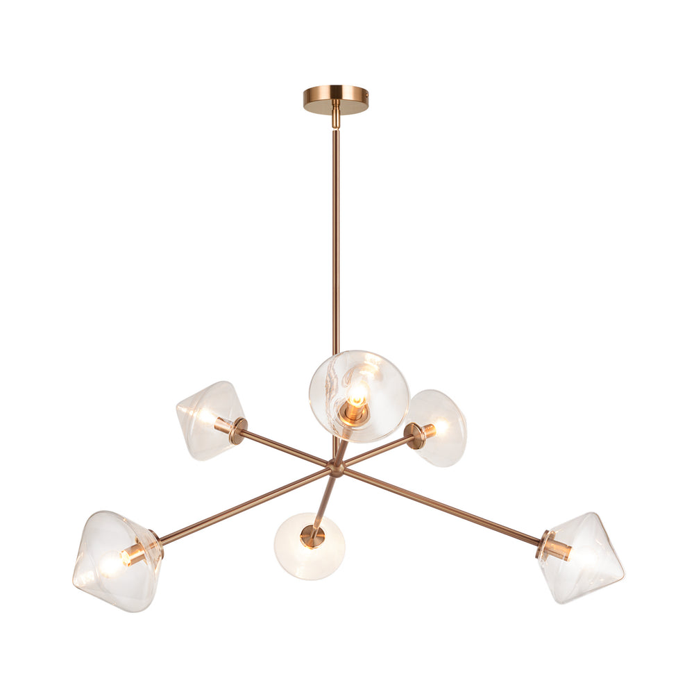 Matteo Canada - Six Light Chandelier - Novo - Aged Gold Brass- Union Lighting Luminaires Decor