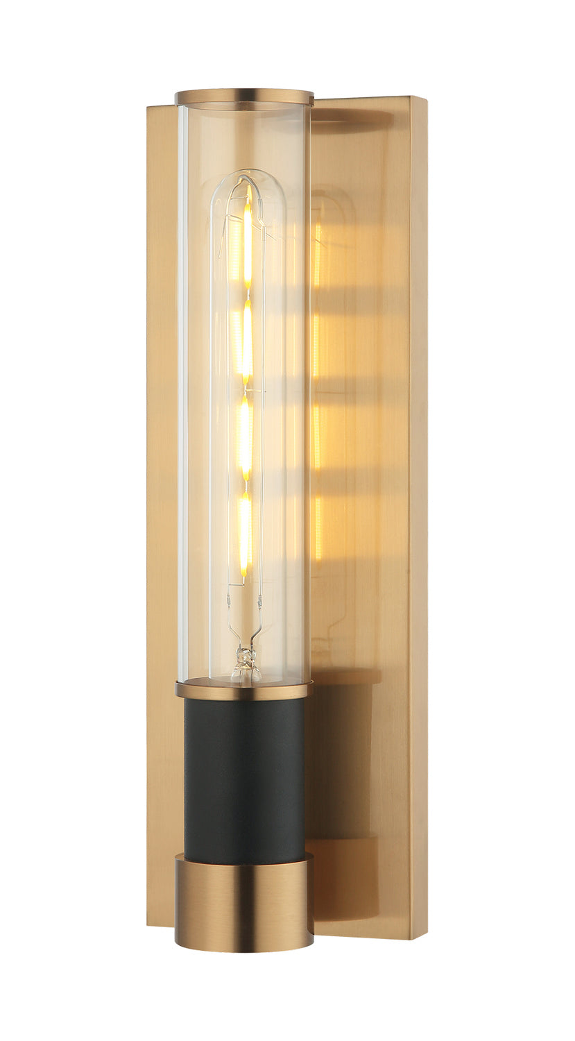 Matteo Canada - One Light Wall Sconce - Tubo - Matte Black / Aged Gold Brass- Union Lighting Luminaires Decor