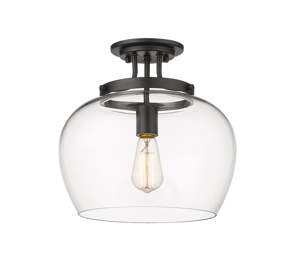 Z-Lite Canada - One Light Semi Flush Mount - Joliet - Matte Black- Union Lighting Luminaires Decor
