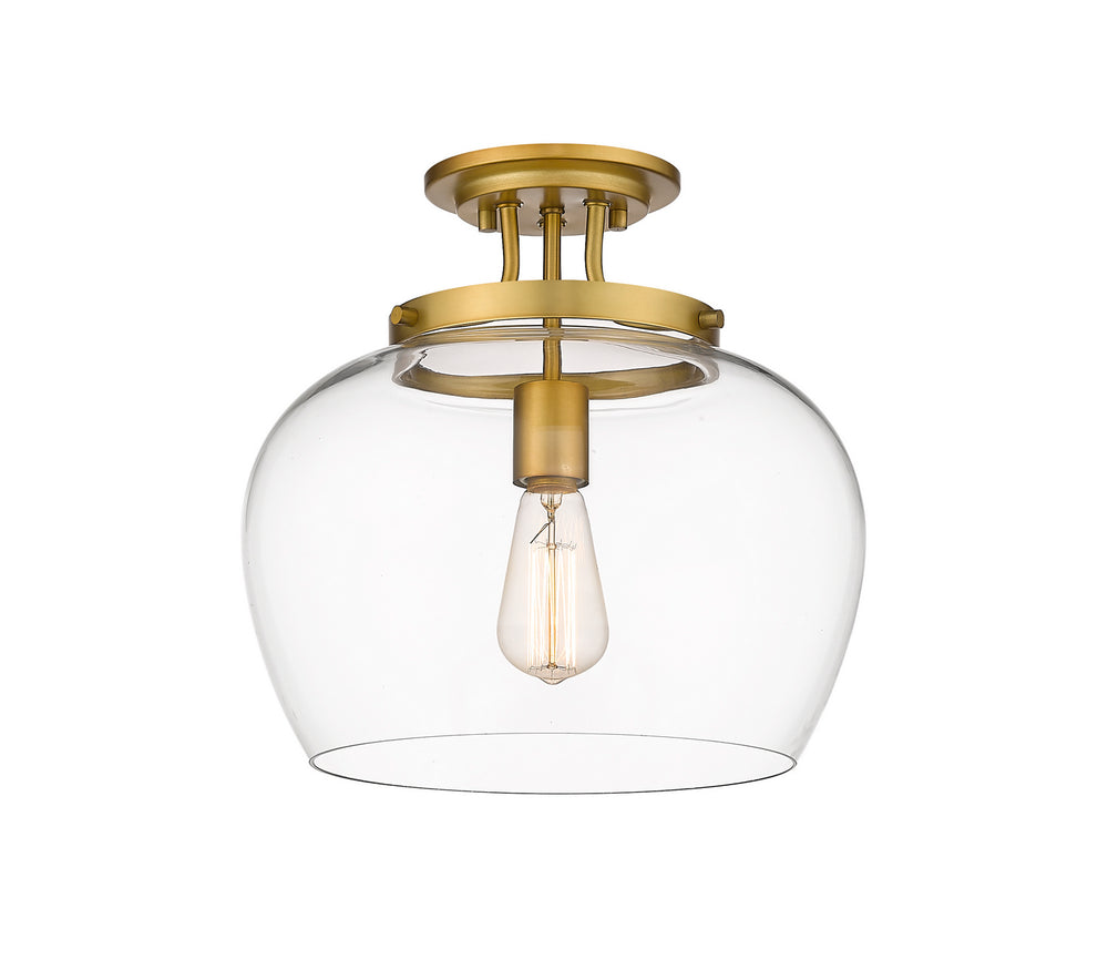 Z-Lite Canada - One Light Semi Flush Mount - Joliet - Olde Brass- Union Lighting Luminaires Decor