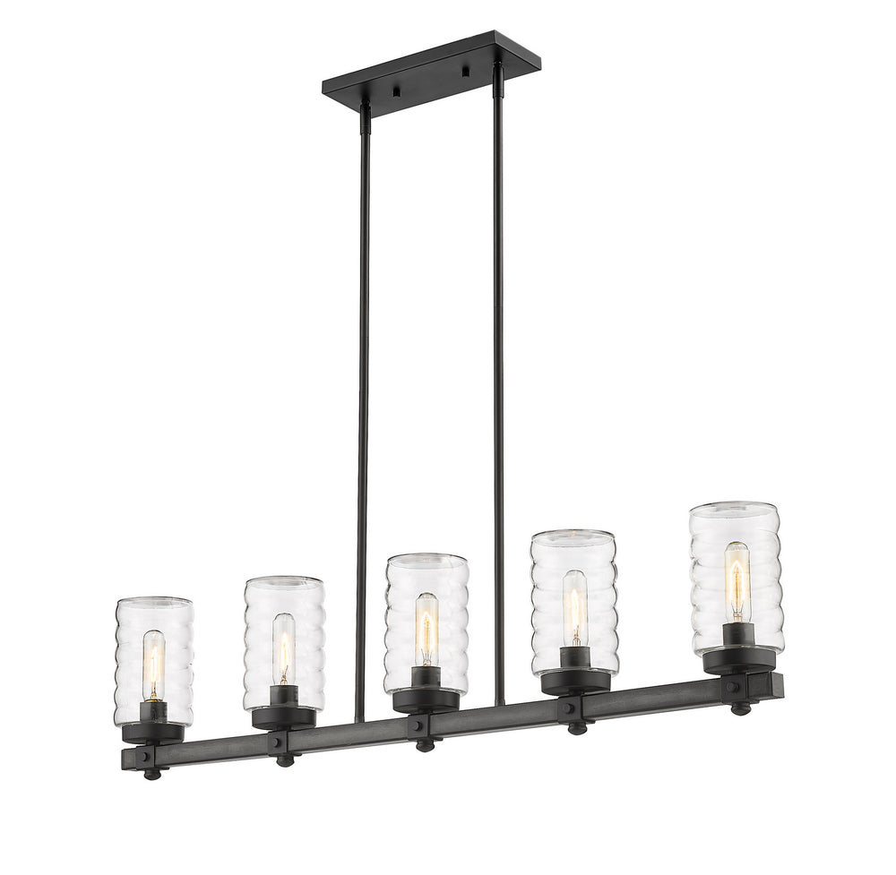 Z-Lite Canada - Five Light Outdoor Linear Chandelier - Tahoe - Ashen Barnboard- Union Lighting Luminaires Decor