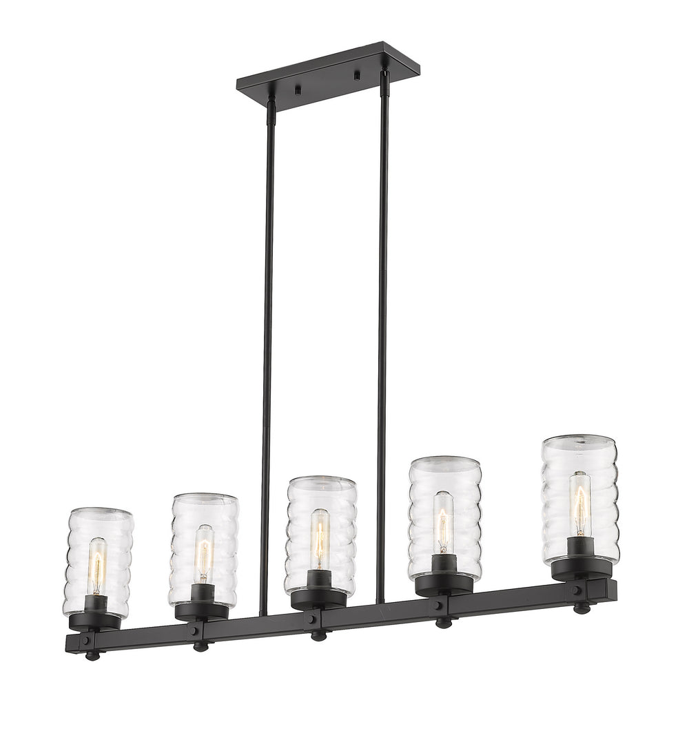 Z-Lite Canada - Five Light Outdoor Linear Chandelier - Tahoe - Matte Black- Union Lighting Luminaires Decor