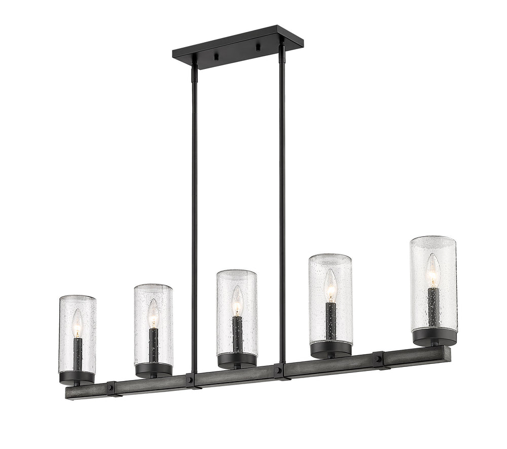 Z-Lite Canada - Five Light Outdoor Linear Chandelier - Marlow - Ashen Barnboard- Union Lighting Luminaires Decor