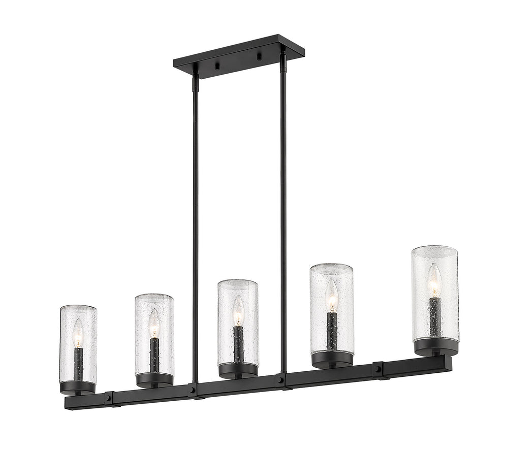 Z-Lite Canada - Five Light Outdoor Linear Chandelier - Marlow - Matte Black- Union Lighting Luminaires Decor