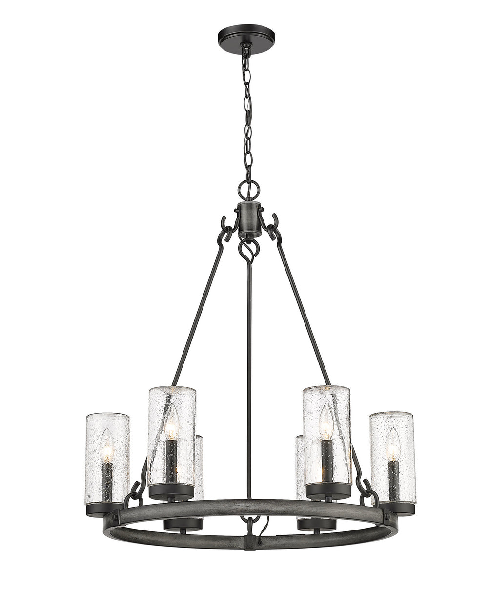 Z-Lite Canada - Six Light Outdoor Chandelier - Marlow - Ashen Barnboard- Union Lighting Luminaires Decor