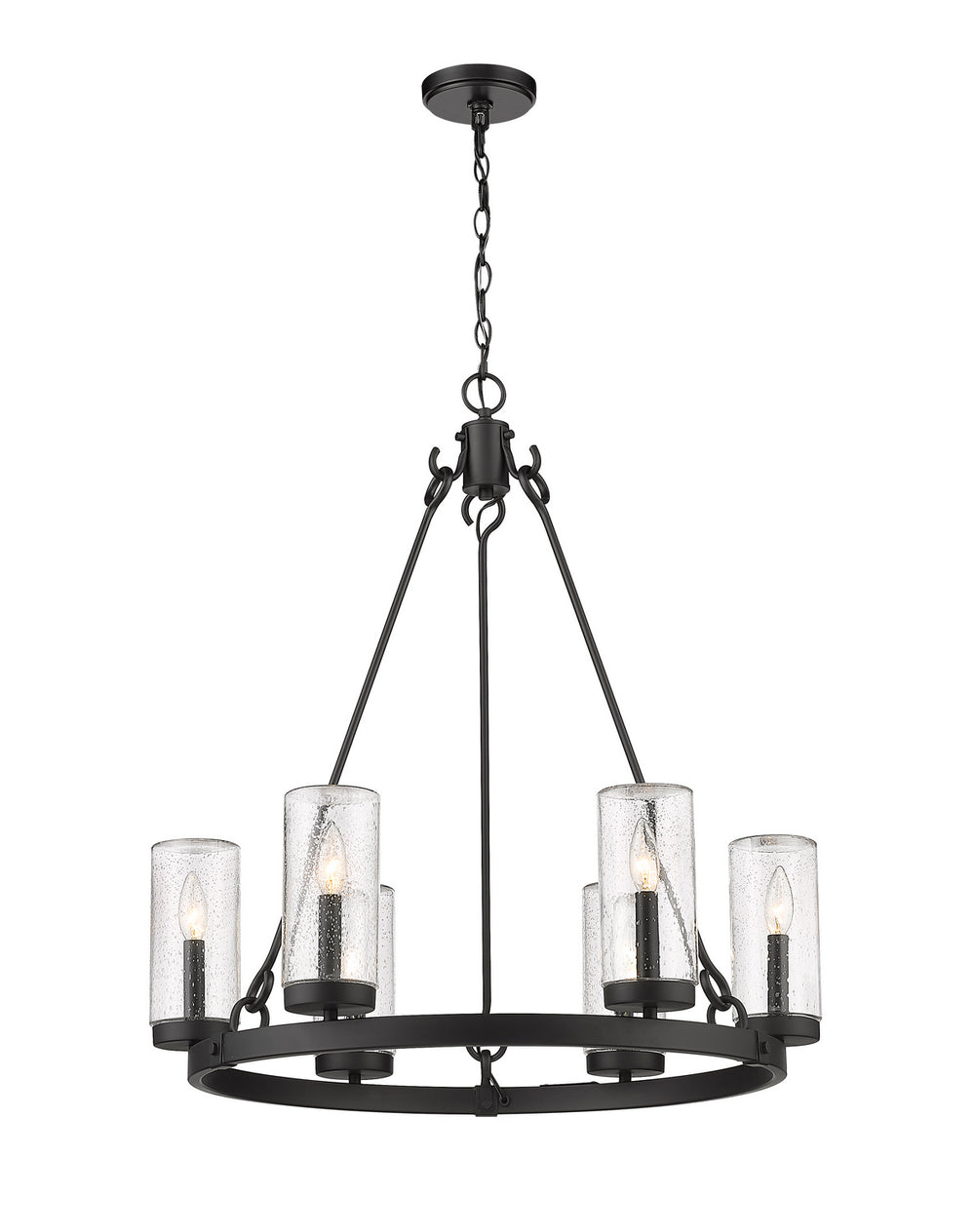 Z-Lite Canada - Six Light Outdoor Chandelier - Marlow - Matte Black- Union Lighting Luminaires Decor