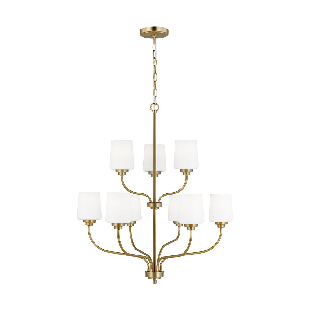 Generation Lighting Canada - Nine Light Chandelier - Windom - Satin Brass- Union Lighting Luminaires Decor