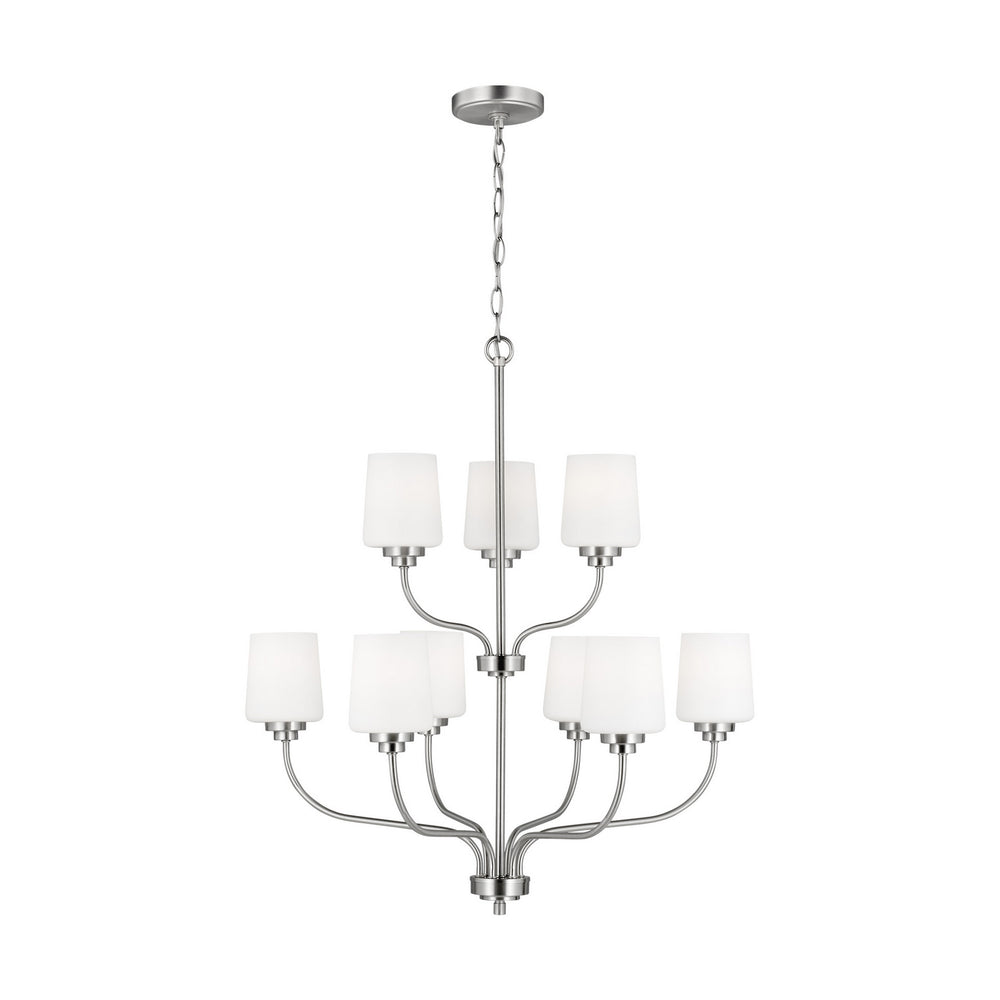 Generation Lighting Canada - Nine Light Chandelier - Windom - Brushed Nickel- Union Lighting Luminaires Decor