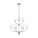 Generation Lighting Canada - Nine Light Chandelier - Windom - Brushed Nickel- Union Lighting Luminaires Decor