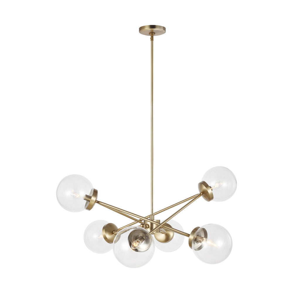 Visual Comfort Studio Canada - Six Light Chandelier - Tierney - Satin Brass- Union Lighting Luminaires Decor