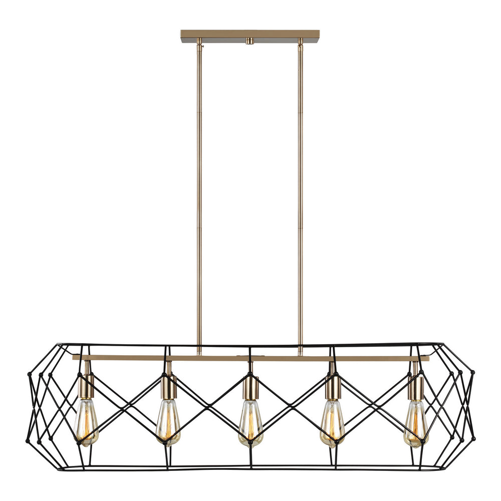 Visual Comfort Studio Canada - Five Light Linear Chandelier - Zarra - Satin Brass- Union Lighting Luminaires Decor