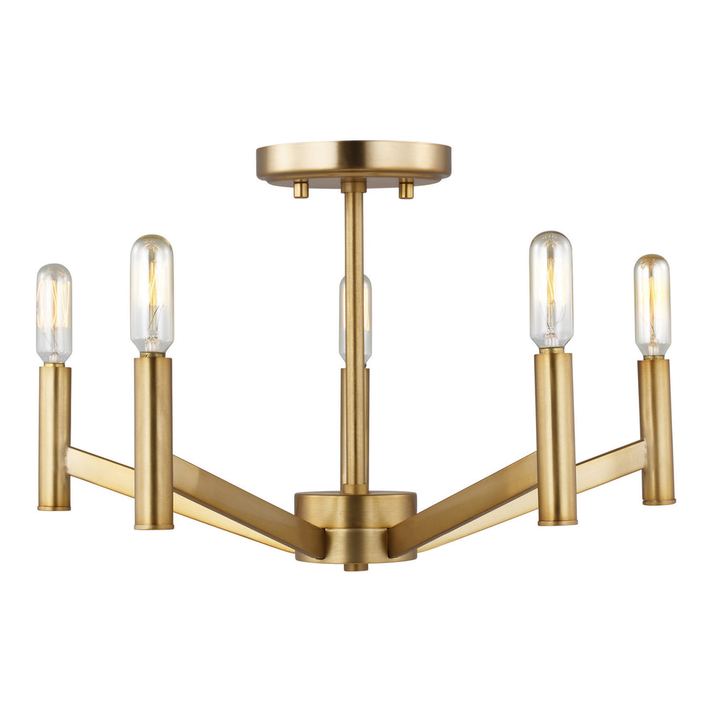 Visual Comfort Studio Canada - Five Light Semi-Flush Mount - Vector - Satin Brass- Union Lighting Luminaires Decor