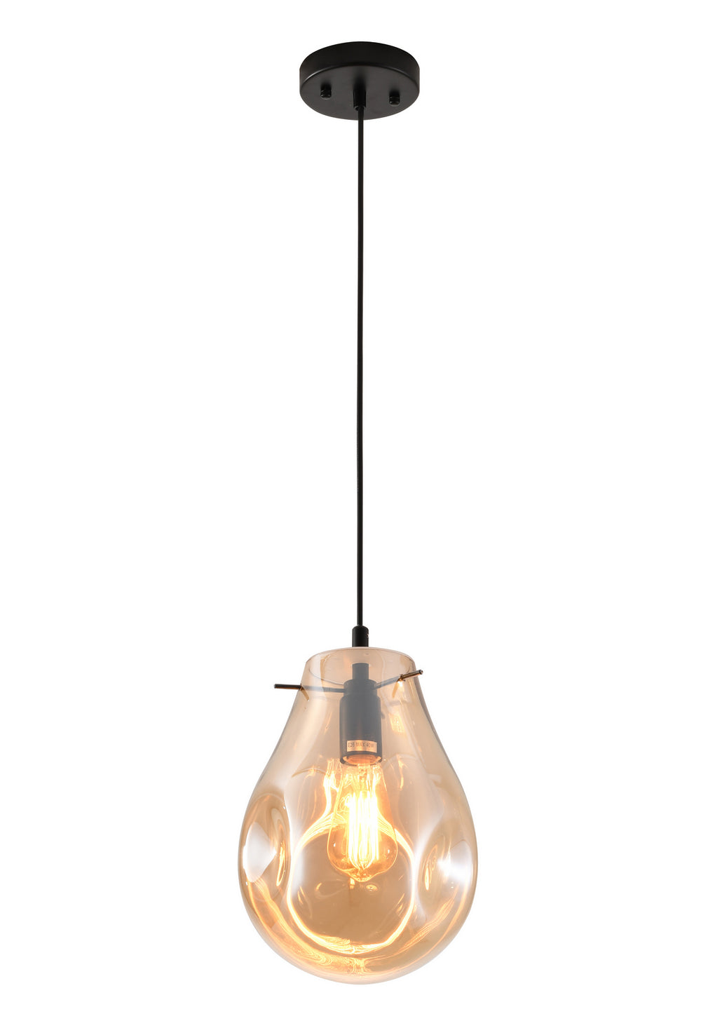 Bethel International Canada - One Light Pendant - Black & Amber- Union Lighting Luminaires Decor