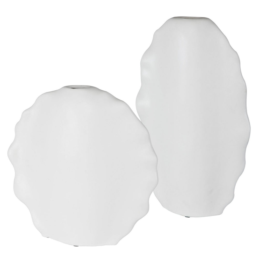 Uttermost - Vases, S/2 - Ruffled - Matte White- Union Lighting Luminaires Decor