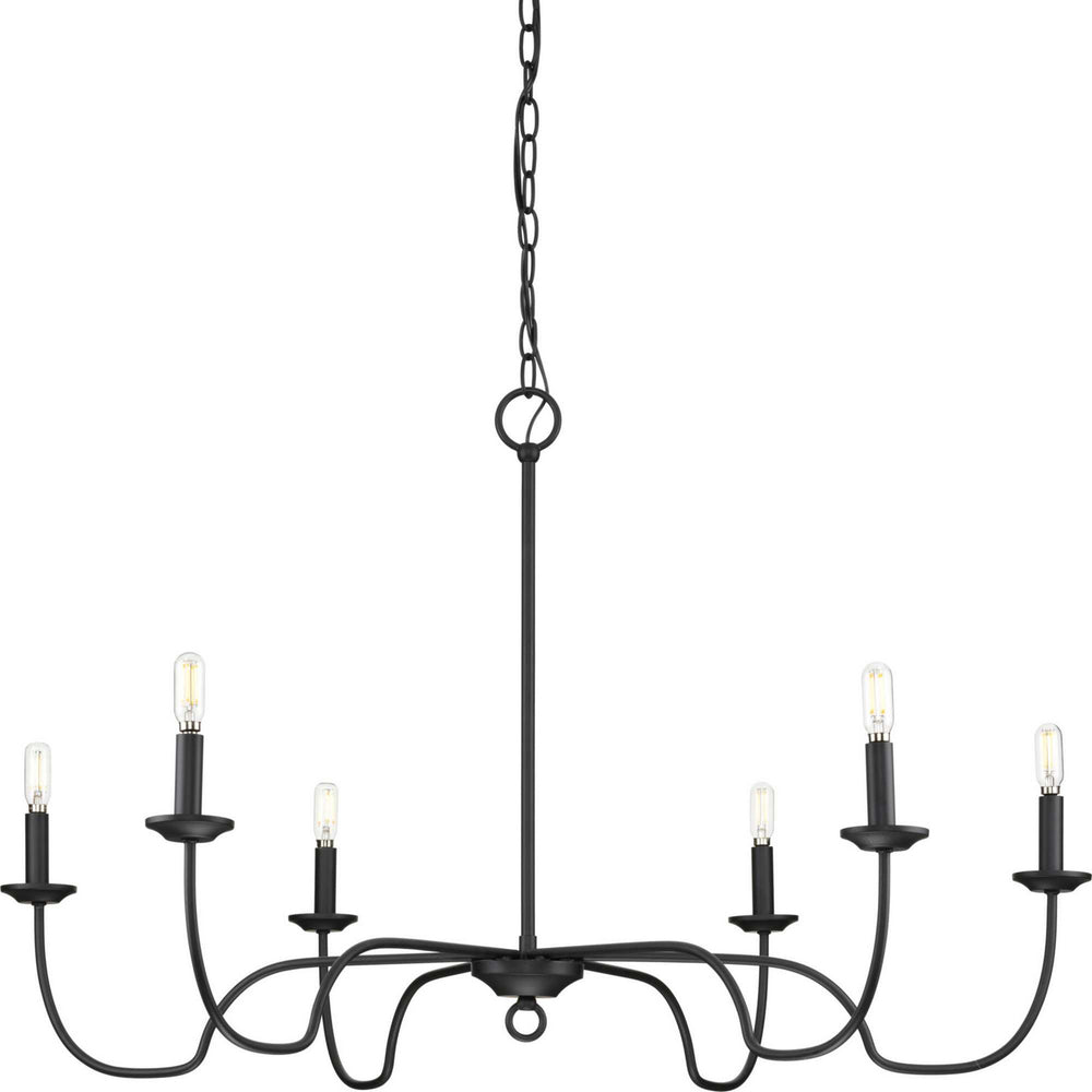 Progress Canada - Six Light Chandelier - Canebrake - Matte Black- Union Lighting Luminaires Decor