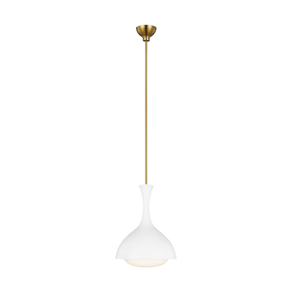 Visual Comfort Studio Canada - One Light Pendant - Lucerne - Matte White and Burnished Brass- Union Lighting Luminaires Decor