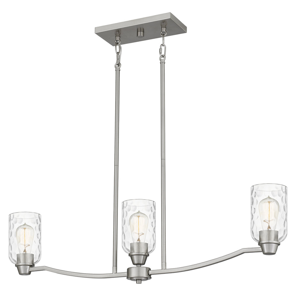Quoizel - Three Light Linear Chandelier - Acacia - Brushed Nickel- Union Lighting Luminaires Decor