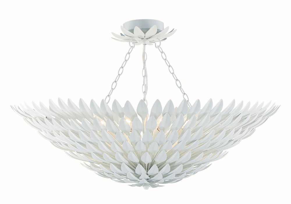 Crystorama - Eight Light Semi Flush Mount - Broche - Matte White- Union Lighting Luminaires Decor