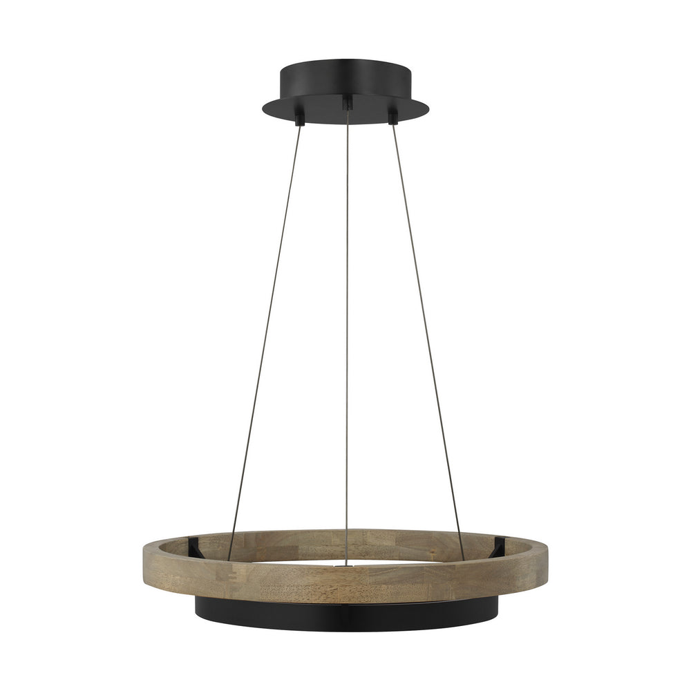 Visual Comfort Modern - LED Chandelier - Grace - Matte Black/Weathered Oak Wood- Union Lighting Luminaires Decor