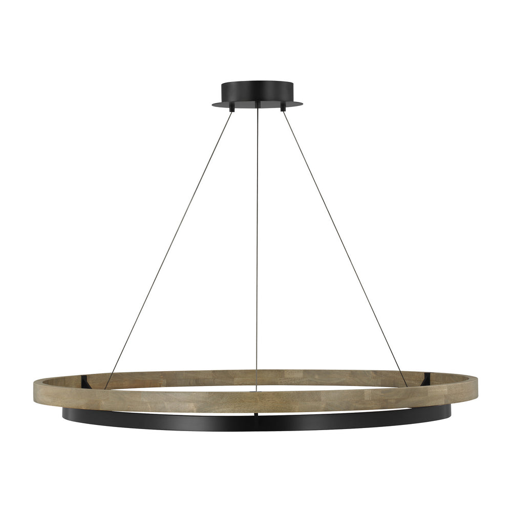 Visual Comfort Modern - LED Chandelier - Grace - Matte Black/Weathered Oak Wood- Union Lighting Luminaires Decor
