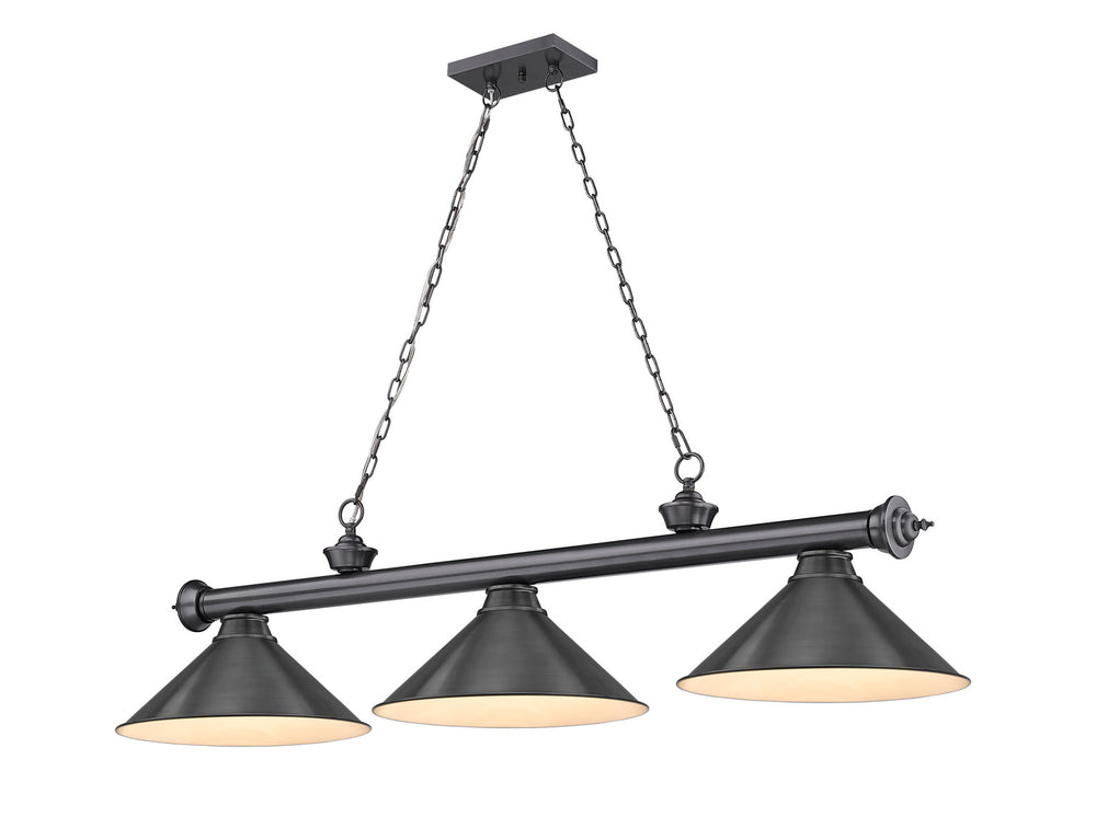 Z-Lite Canada - Three Light Billiard - Cordon - Bronze Plate- Union Lighting Luminaires Decor