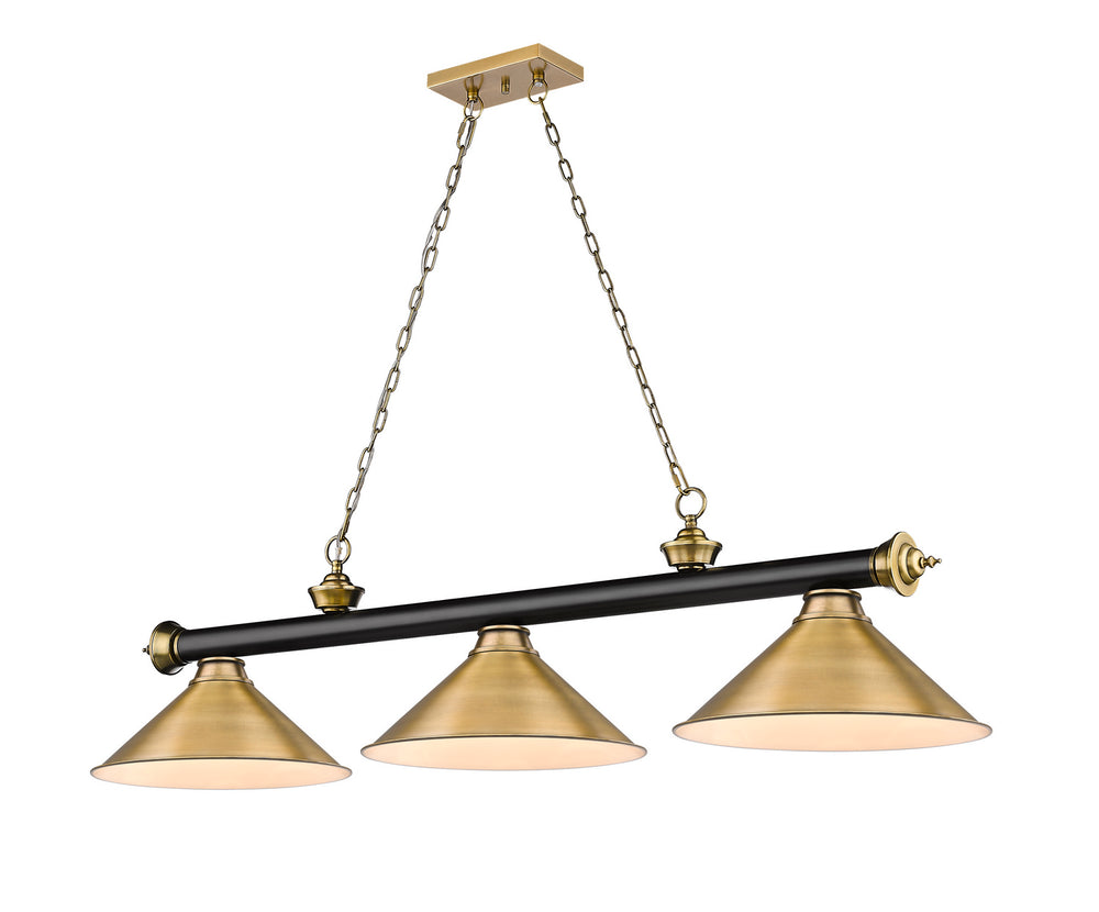 Z-Lite Canada - Three Light Billiard - Cordon - Matte Black + Rubbed Brass- Union Lighting Luminaires Decor
